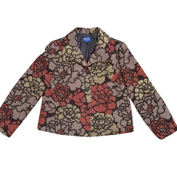Pendleton Blazer Jacket Wool Blend Floral L Large - Picture 2 of 6